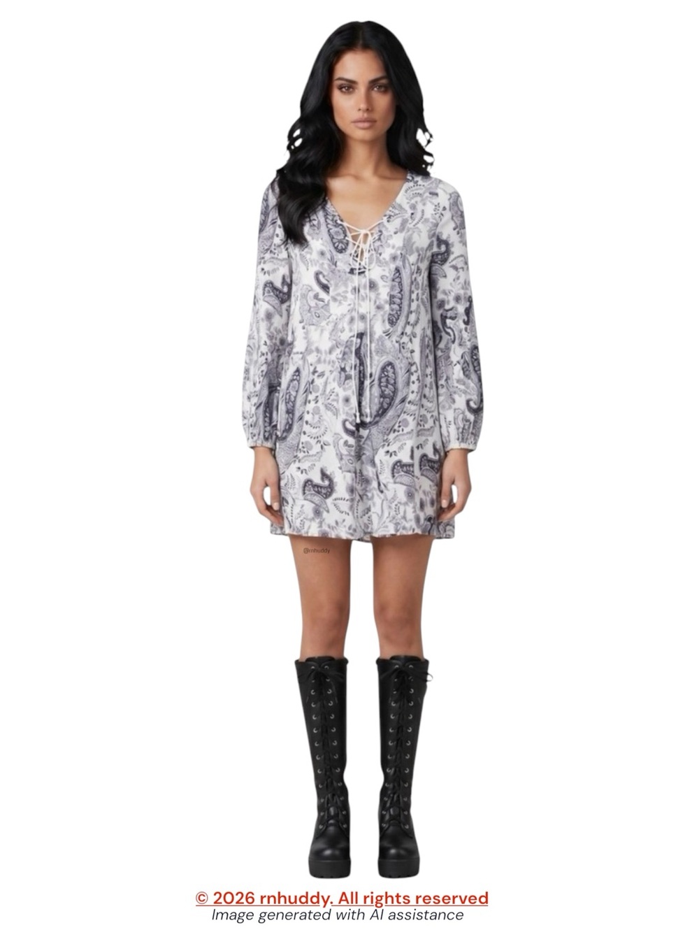 Free People S ivory paisley lace up dress